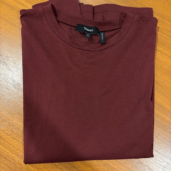 Theory long-sleeve tee in organic cotton (dark red) - Picture 6 of 6